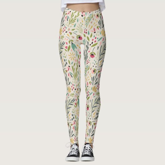 Cute Colorful Flowers Pattern Leggings (Voorkant)