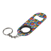 Cute Colorful Flowers Pattern Mini Flessenopener (Voorkant Gekanteld)