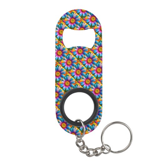 Cute Colorful Flowers Pattern Mini Flessenopener (Achterkant)