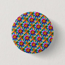 Cute Colorful Flowers Pattern Ronde Button 3,2 Cm
