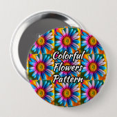 Cute Colorful Flowers Pattern Ronde Button 4,0 Cm (Voorkant /achterkant)