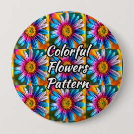 Cute Colorful Flowers Pattern Ronde Button 4,0 Cm