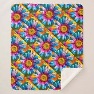 Cute Colorful Flowers Pattern Sherpa Deken
