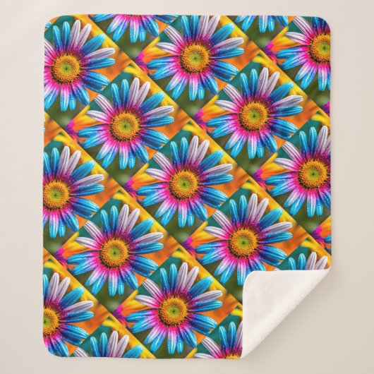 Cute Colorful Flowers Pattern Sherpa Deken (Voorkant)