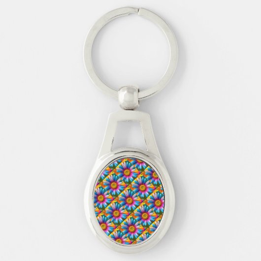 Cute Colorful Flowers Pattern Sleutelhanger (Voorkant)