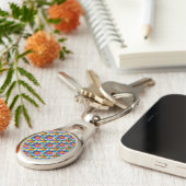 Cute Colorful Flowers Pattern Sleutelhanger (Zijkant)