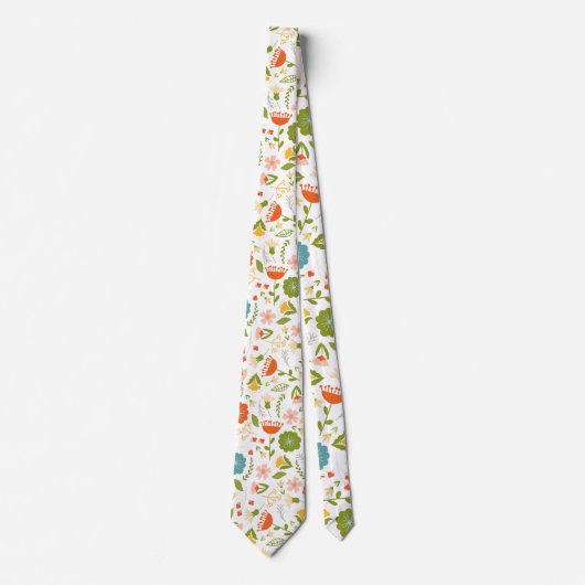 Cute Colorful Flowers Pattern Stropdas (Voorkant)