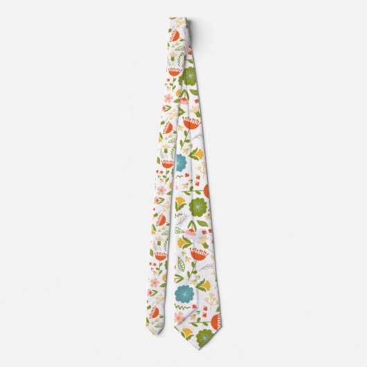 Cute Colorful Flowers Pattern Stropdas (Achterkant)