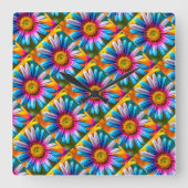 Cute Colorful Flowers Pattern Vierkante Klok (Voorkant)