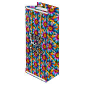 Cute Colorful Flowers Pattern Wijn Cadeautas (Achterkant Gekanteld)