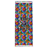 Cute Colorful Flowers Pattern Wijn Cadeautas (Achterkant)