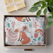 Cute Colorful Flowers & Red Foxes Pattern Tissuepapier (Geschenk)