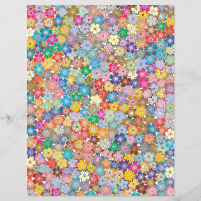 Cute Colorful Flowers Scrapbooking Craft Paper (Voorkant)