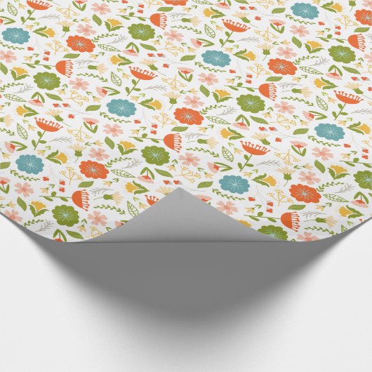 Cute Colorful Flowers Seamless Pattern Cadeaupapier (Hoek)