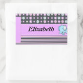 Cute Colorful Flowers Stripes Elephant Rechthoekige Sticker (Tas)
