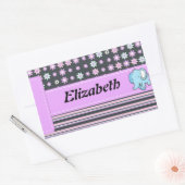 Cute Colorful Flowers Stripes Elephant Rechthoekige Sticker (Envelop)