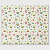 Cute Colorful Food Pattern on White Cadeaupapier (Vlak)