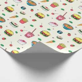 Cute Colorful Food Pattern on White Cadeaupapier