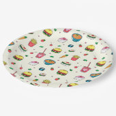 Cute Colorful Food Pattern on White Papieren Bordje (Gekanteld)