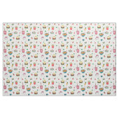 Cute Colorful Food Pattern on White Stof (Yard (91,4 cm))