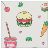 Cute Colorful Food Pattern on White Stof (Close Up)