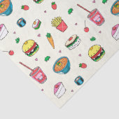 Cute Colorful Food Pattern on White Tissuepapier (Detail)