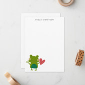Cute Colorful Frog Personalized Stationery Notitiekaartje (Voorkant / Achterkant in situ)