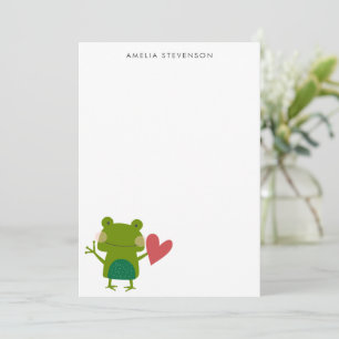 Cute Colorful Frog Personalized Stationery Notitiekaartje
