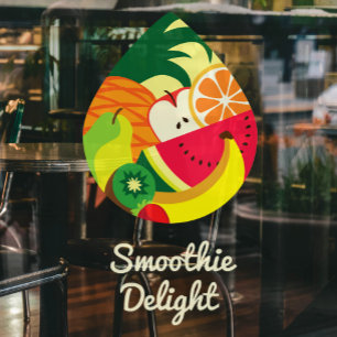 Cute Colorful Fruit Juice Smoothie Logo Custom Bar Raamsticker