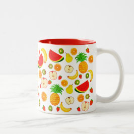 Cute Colorful Fruit Pattern Food Vegetarian Vegan Tweekleurige Koffiemok