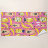 Cute & Colorful Fruity Banana Papaya & Pineappel Strandlaken (Voorkant)