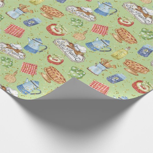 Cute Colorful  Fun Kitchen Chef Cook Cadeaupapier (Hoek)
