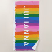 Cute Colorful Fun Rainbow Stripes Personated Strandlaken (Voorkant)