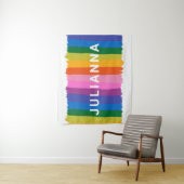 Cute Colorful Fun Rainbow Stripes Personated Wandkleed (In situ)