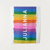 Cute Colorful Fun Rainbow Stripes Personated Wandkleed (Voorkant)