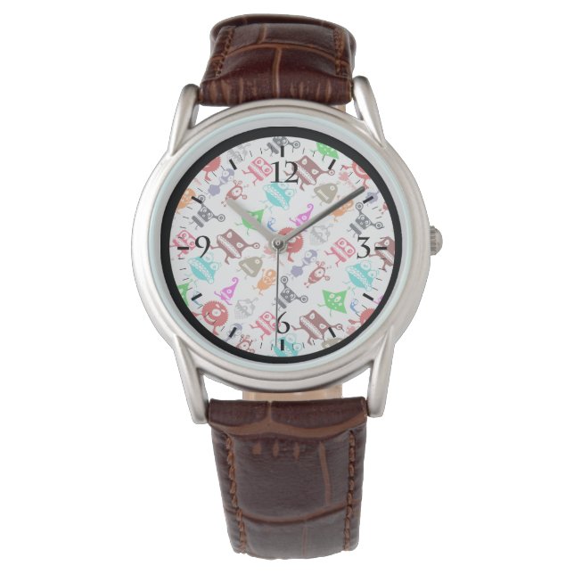 Cute colorful funny monsters patterns horloge (Voorkant)