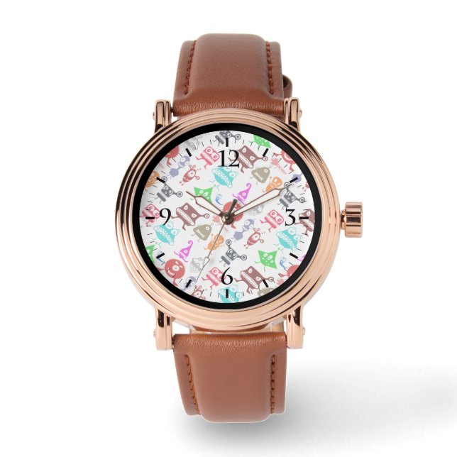 Cute colorful funny monsters patterns horloge (Voorkant)