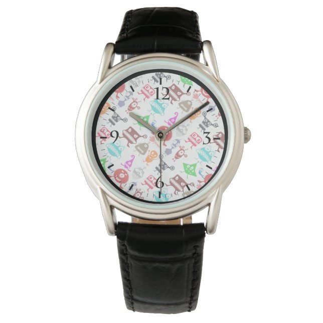Cute colorful funny monsters patterns horloge (Voorkant)