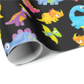 Cute Colorful Funny Unisex Black Baby Dinosaur Cadeaupapier (Rol Hoek)