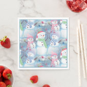 Cute Colorful Funny Winter Season Snowman Pattern Servetten (Insitu)