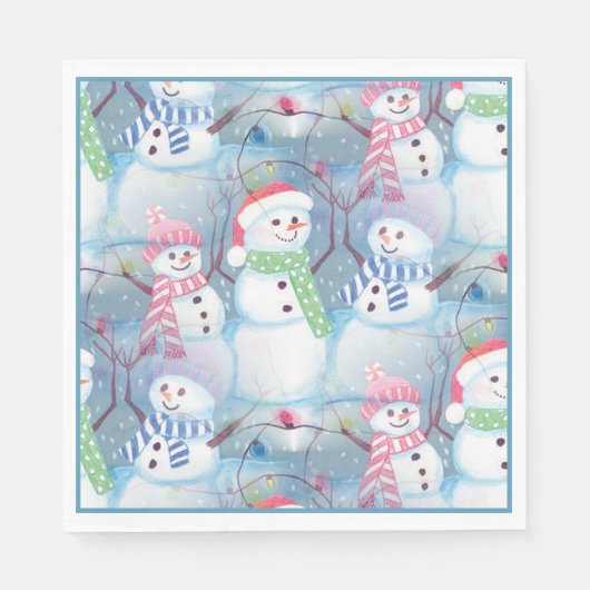 Cute Colorful Funny Winter Season Snowman Pattern Servetten (Voorkant)
