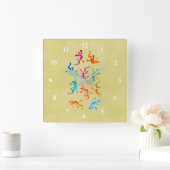 Cute colorful gecko lizard afbeelding vierkante klok (Huis)