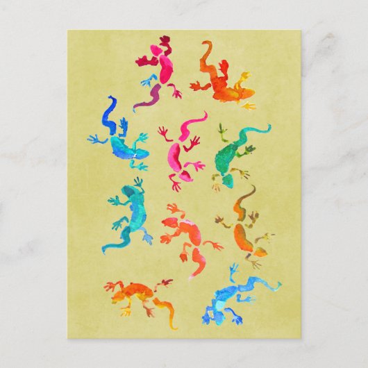 Cute colorful gecko lizard illustratie briefkaart (Voorkant)