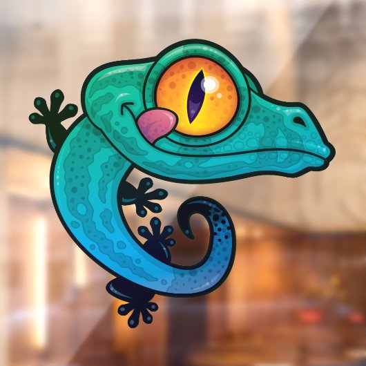 Cute Colorful Gecko Raamsticker (Vel 2)