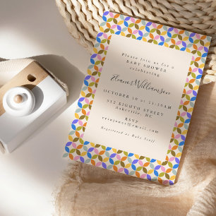 Cute Colorful Geometric Gender Neutral Baby shower Kaart