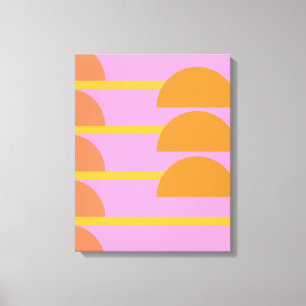 Cute Colorful Geometric Scandinavian Art Roze Canvas Afdruk