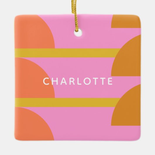 Cute Colorful Geometric Scandinavian Personalized Keramisch Ornament (Voorkant)