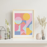 Cute Colorful Geometric Shapes Collage Artwork Poster<br><div class="desc">Deze leuke,  verse collage van het grafische ontwerp kenmerkt geometrische eenvoudige vormen in een schattig kleurenpalet van pastels en zachte rechten.</div>