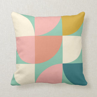 Cute Colorful Geometric Shaptern in Blauwgroen Kussen