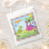 Cute Colorful Girl Dinosaur Friends Birthday Bedankzakje (Geknipt)